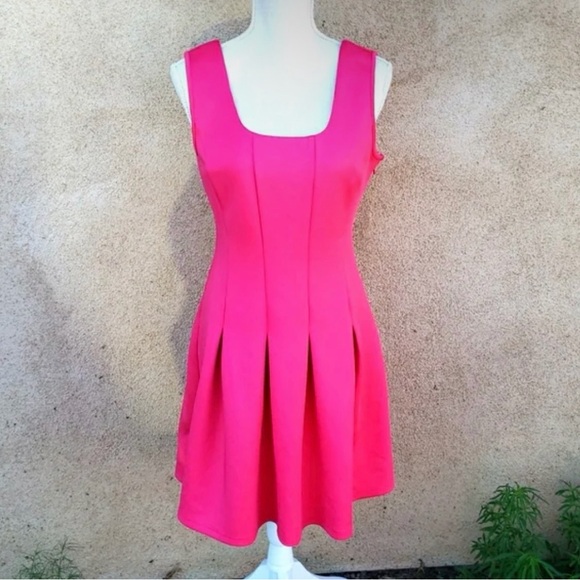 Boston Proper Pink Scuba Fit Flare Dress Pleated Skirt Sleeveless Size 2 NWT - Picture 4 of 8